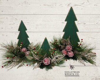 Rustic Wooden Christmas Tree Centerpiece, Set of 3