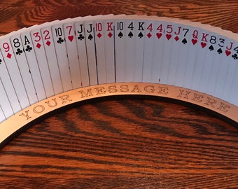 Playing card holder (set of four)  for pinochle, canasta, samba, UNO, etc. Personalized!