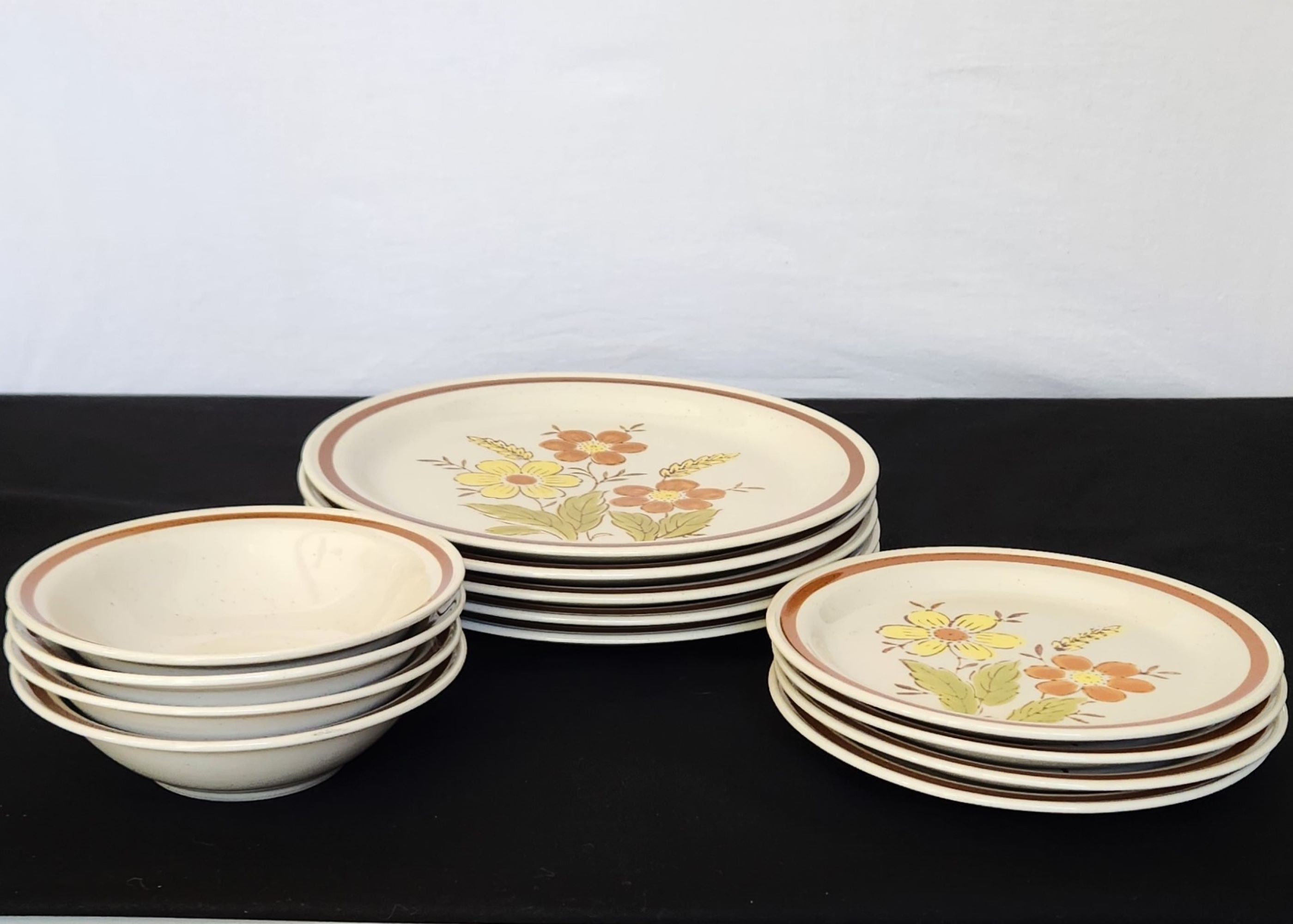 RETRO Dinnerware Set Autumn Collection Stoneware Wheat Etsy