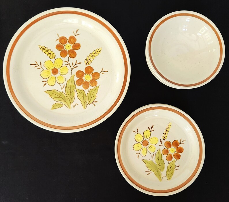RETRO Dinnerware Set Autumn Collection Stoneware Wheat Etsy