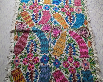 Kashmiri Large Namda Rug, Handmade Felted Wool Rug, Embroidered Wool Area Rug, Indian Boho Decor, Traditional Artisan Rug