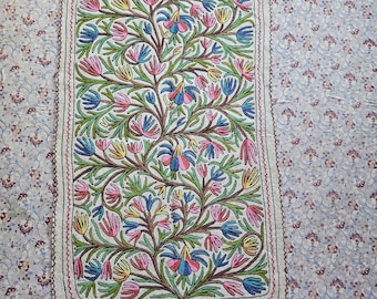 Alfombra de Cachemira, tapiz de fieltro Namda de mezcla de lana y algodón de Cachemira con estampado floral colorido (6 x 4 pies)