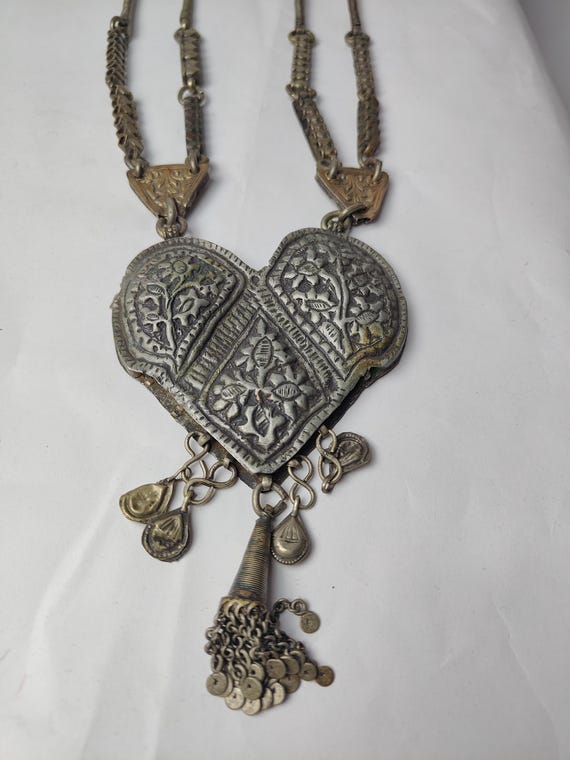 Vintage Kashmiri Handmade Kashmiri Necklace, Antique German Silver Tribal Jewelry from Kashmir