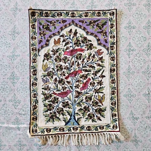 Marvellous Handmade Kashmiri Tree of Life, Pure Wool Rug, Wall Hanging, Chainstitch Rug, Living Room Decor Rug, Wall Tapestry, 2x3