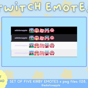 Kirby Emotes Pack (Kirby Knife, Lurk, UwU, GG, RIP) for Twitch/Discord image 2