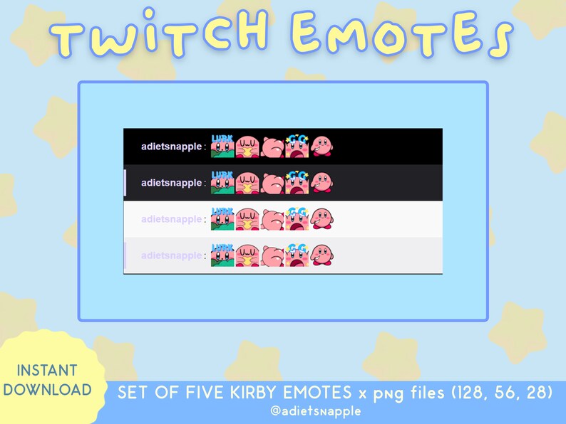 Kirby Emotes Pack (Kirby Knife, Lurk, UwU, GG, RIP) for Twitch/Discord image 2
