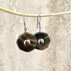 Jasper with Gold Stone Earrings in Sterling silver