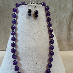 Amethyst Earring and Necklace Set in Sterling Silver