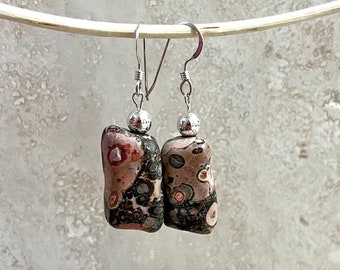 Leopard Skin Jasper Earrings in Sterling Silver