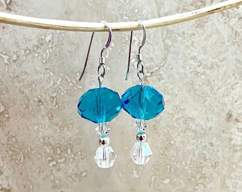 Austrian Crystal and Czech Crystal Earrings in Sterling Silver
