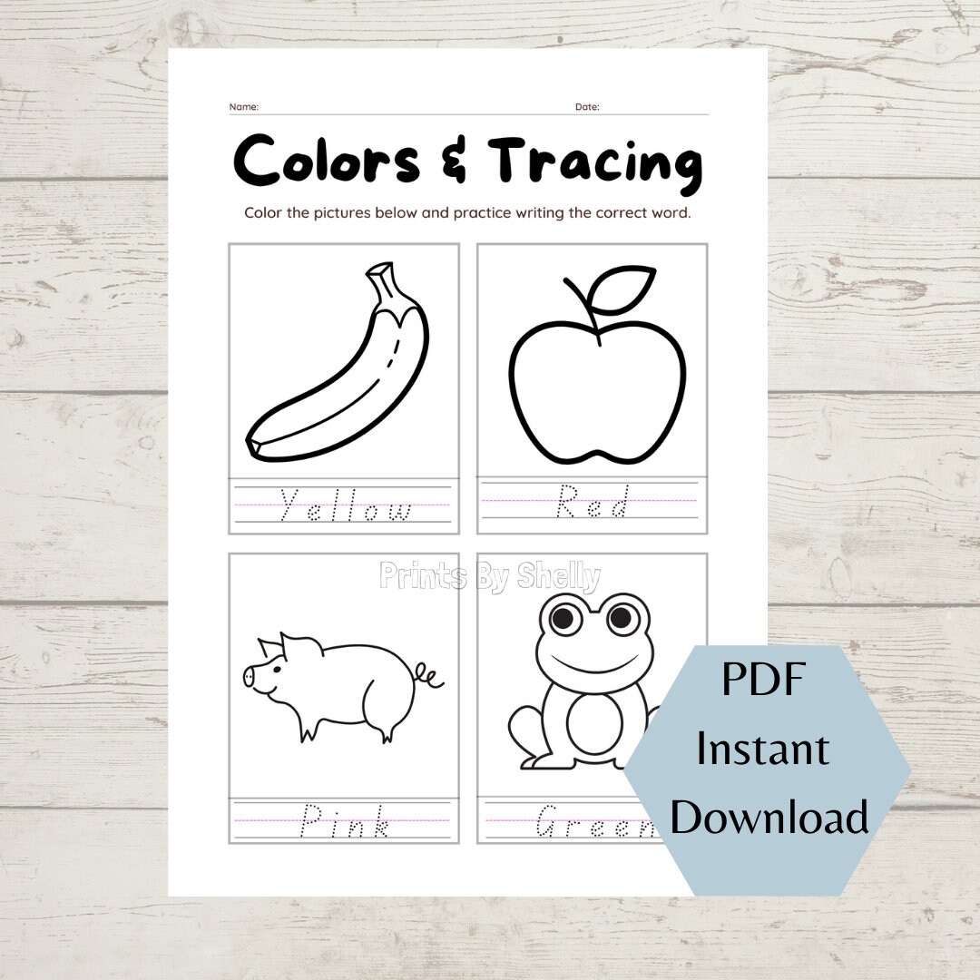 Colors and Tracing Worksheets Printable Tracing Letters | Etsy