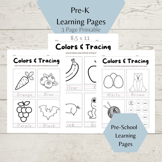 Colors and Tracing Worksheets Printable Tracing Letters | Etsy