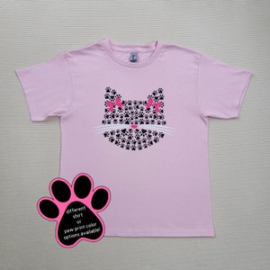 cat shirt kids, paw prints shirt, cat gifts for girls, tween girl gifts, Christmas gift for cat lovers, cat tshirt for kids, toddler cat