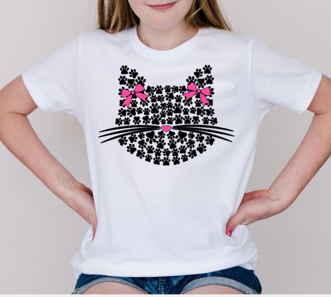 Cat Shirt Kids Paw Prints Shirt Cat Gifts for Girls Pet Etsy