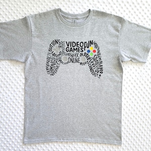 game controller shirt, gamer gifts for kids, birthday gifts for boys, word art shirt, gamer boy shirt, teenage boy gifts, girls gaming shirt