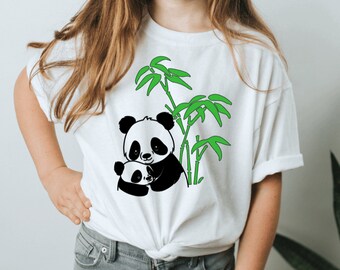 panda mom and baby shirts kids, panda bear shirt, panda gifts for girls, panda toddler t-shirt, cute panda bamboo shirt, panda lover