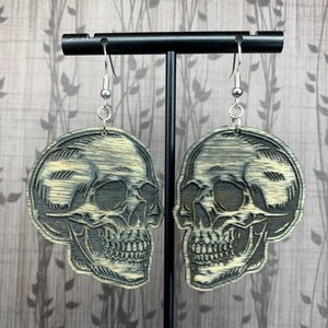 Skull Laser Engraved Earrings