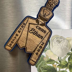 Marching Band Uniform Wearing Hat and Plume Refrigerator Magnet with Color Back