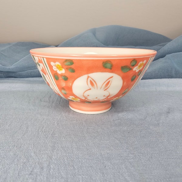 Mino Ware Rabbit & The Moon Rice Bowl