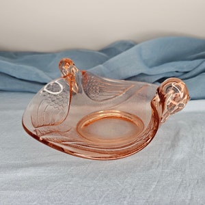 Fenton Pink Glass Swan Candy Dish