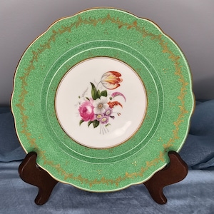 Antique Coalport Green Botanical Plate
