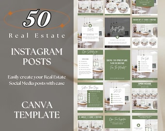 INSTAGRAM POSTS Real Estate Canva template editable social media posts for realtors and lenders Business IG pinned posts Instant Download
