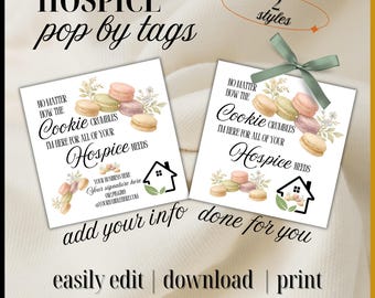 Editable HOSPICE pop by | No Matter How the Cookie Crumbles | Canva Template cookie tag neighborhood Farming gift Tag Caregiver favor card