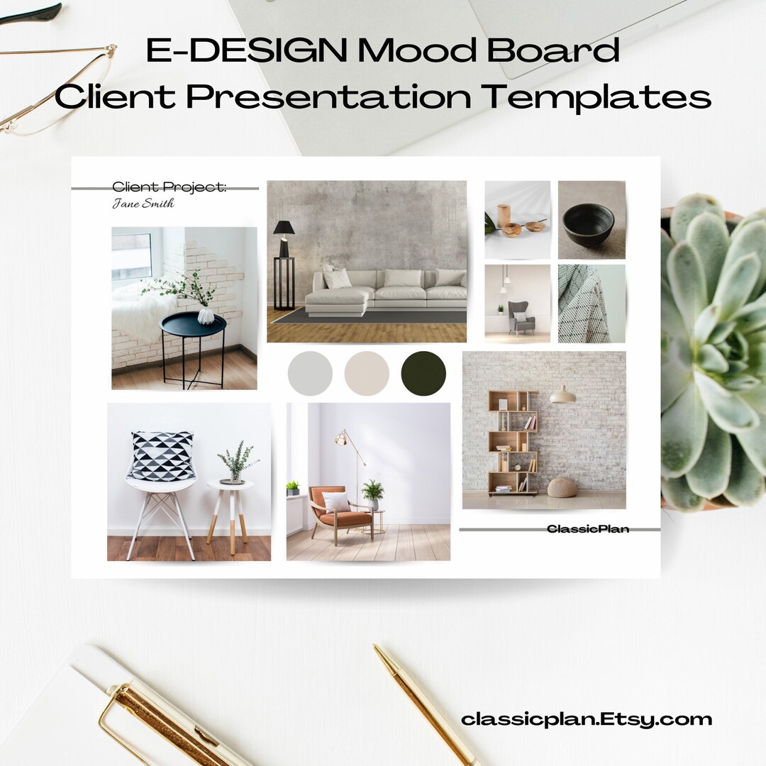 Editable E-design Client Presentation Mood Board Template - Etsy