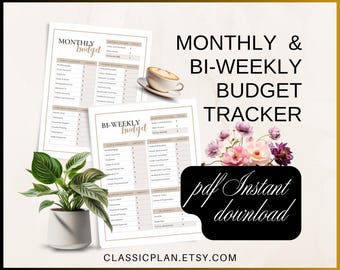 BIWEEKLY MONTHLY SAVINGS Budget Planner | semi monthly financial tracker by paycheck bill plan expense money planner pdf Printable download