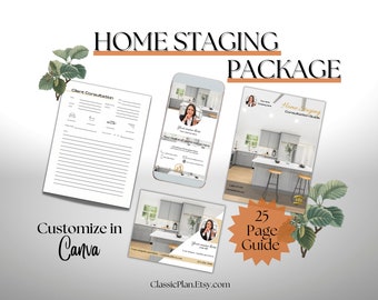 HOME STAGING GUIDE Consultation Report Forms & Stager Marketing Real Estate farming showing listing prep Checklist Worksheets Canva Template