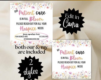 HOSPICE POP BY tag digital Edit Canva Template | patient care in full bloom | spring neighborhood farming flower seed card marketing pastel