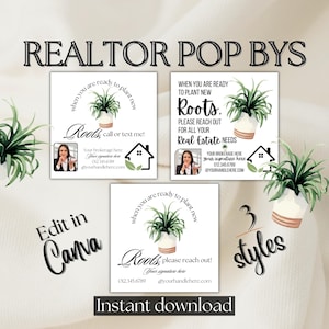 Agente inmobiliario PASE cuando esté listo para plantar nuevas raíces Editar plantilla de Canva Tarjeta de etiqueta de cultivo de plantas de primavera y verano Tarjeta de visita del mercado inmobiliario
