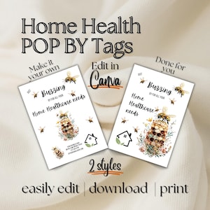 POP BY bewerkbare canvasjabloon Komt voorbij voor al je Thuiszorgbehoeften bijenkorf marketing landbouw bloemen cadeau gunst snoep label Hospice