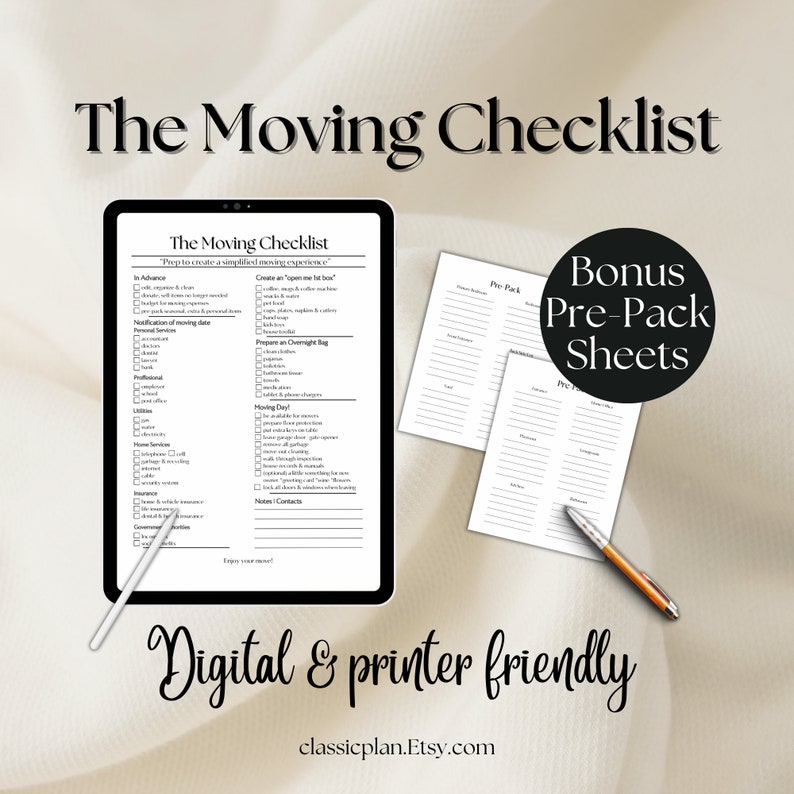 MOVING CHECKLIST Printable Moving Guide to Simplify Moving to Do List ...