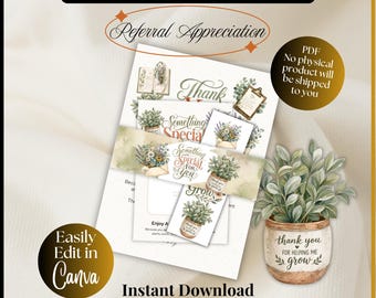 Real Estate PRINTABLE GIFT PACKAGE | thank you Realtor referral appreciation pop by | pastel watercolor Canva template pdf instant download