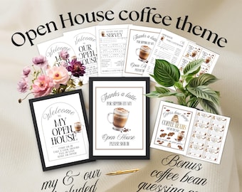REALTOR OPEN HOUSE package coffee theme | survey Sign In Sheets Real Estate Marketing feedback forms lead gen pdf Instant Download printable