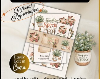 Home Health referral PRINTABLE GIFT PACKAGE | flowers thank you card appreciation pop by drop by Hospice Canva template pdf instant download