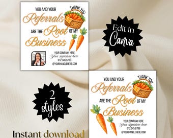 Popbys Realtor Home Stager Health Hospice Edit Canva Template | Thank You Referrals are the root of my business pop by favor Real Estate tag