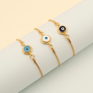 Pulsera minimalista de mal de ojo, pulsera para uso diario, regalo para ella, envío gratis