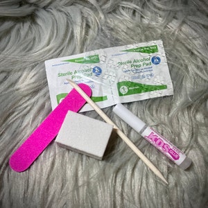 Kit de uñas a presión para uñas postizas, kit de aplicación, pegamento para uñas, pegatinas para uñas, lima tampón, instrucciones