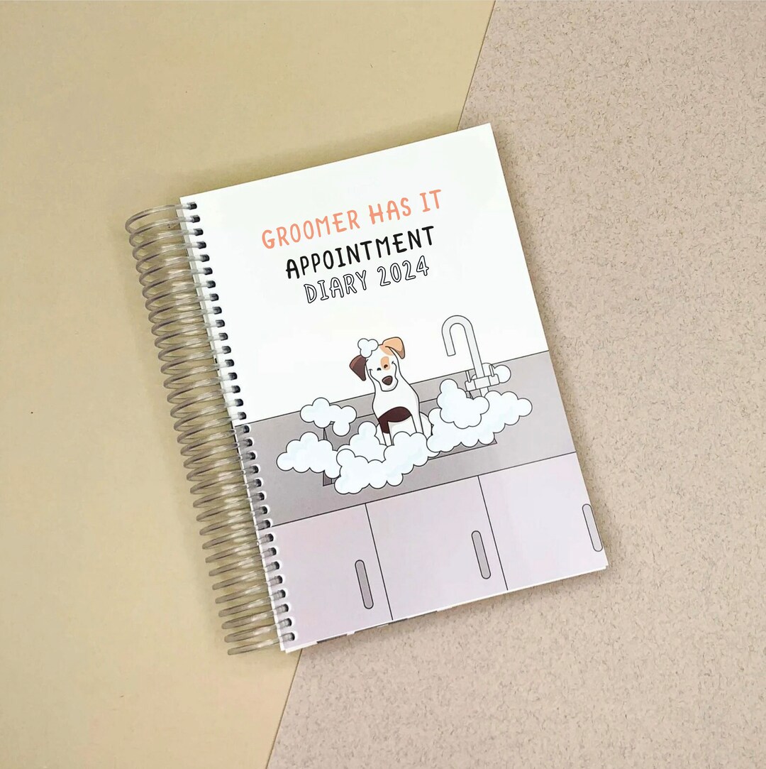 2024, A5, Dog Grooming Appointment Diary, Day per Page, 2024 Diary, Dog