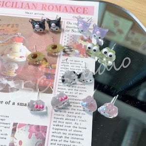 S925 Silver| Cartoon | Cute Doll | Animation | Handmade | DIY | KT | Dog | Cat| Stud Earrings