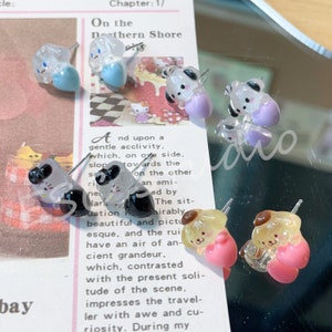 S925 | Cute Doll | Animation | Cartoon | Dog with Heart | Cat with Heart Stud Earrings