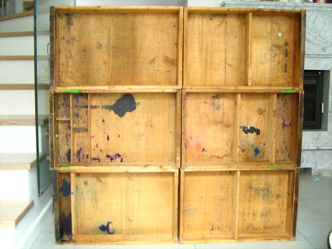 Vintage Solid Wood Antique Desk Drawers Library With Metal Etsy