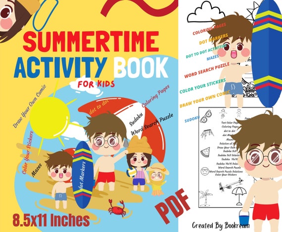 Printable Summertime Activity Book for Kids Summer Activity | Etsy