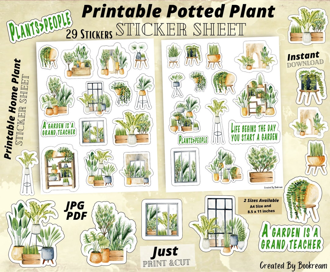 Printable Potted Plants Sticker Sheet / Home Plants Printable - Etsy