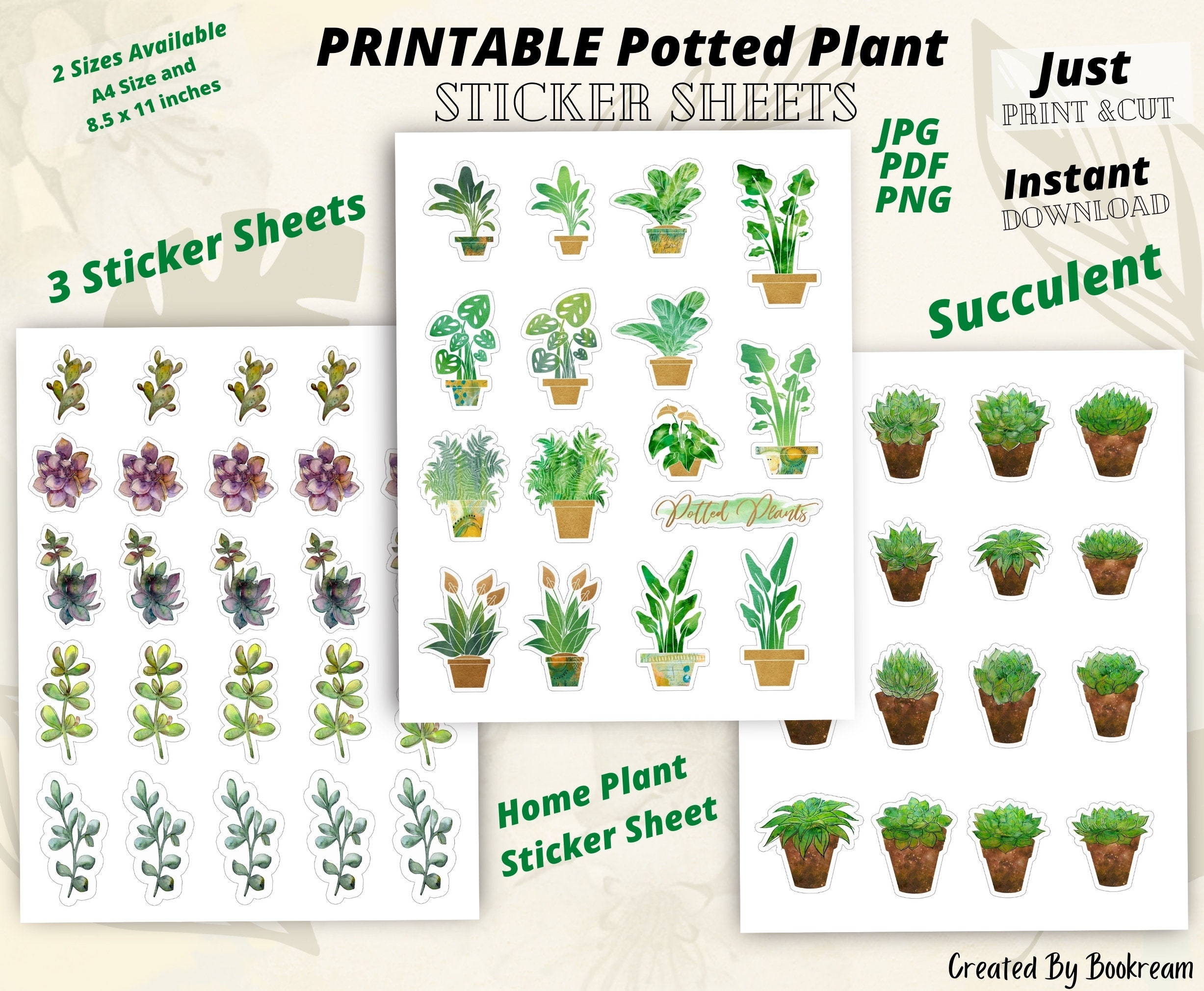 Printable Potted Plants Sticker Sheet / Home Plants Printable | Etsy