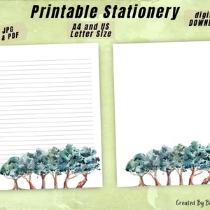 Trees Printable Stationary Paper Printable Note Paper - Etsy