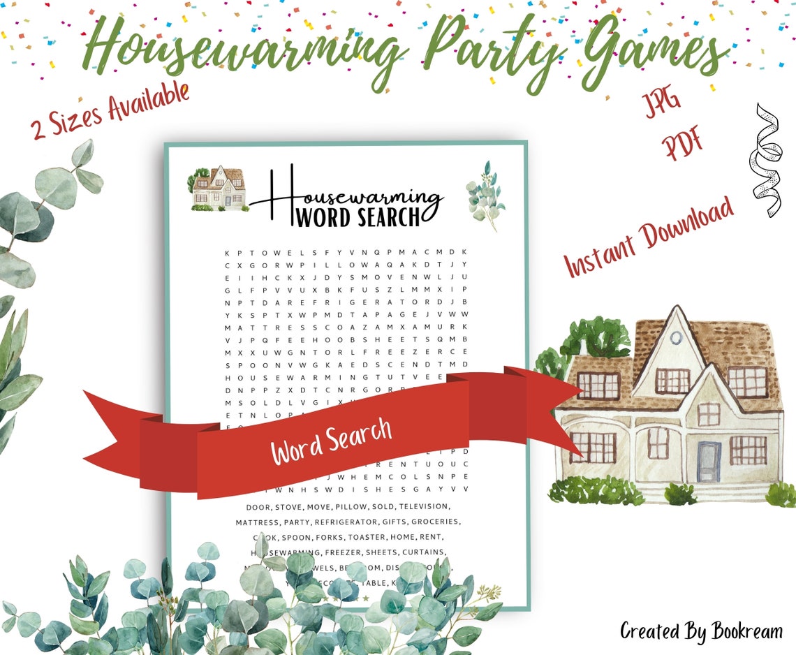 Housewarming 6 Games Bundle, Printable Game, New Home Party, Apartment