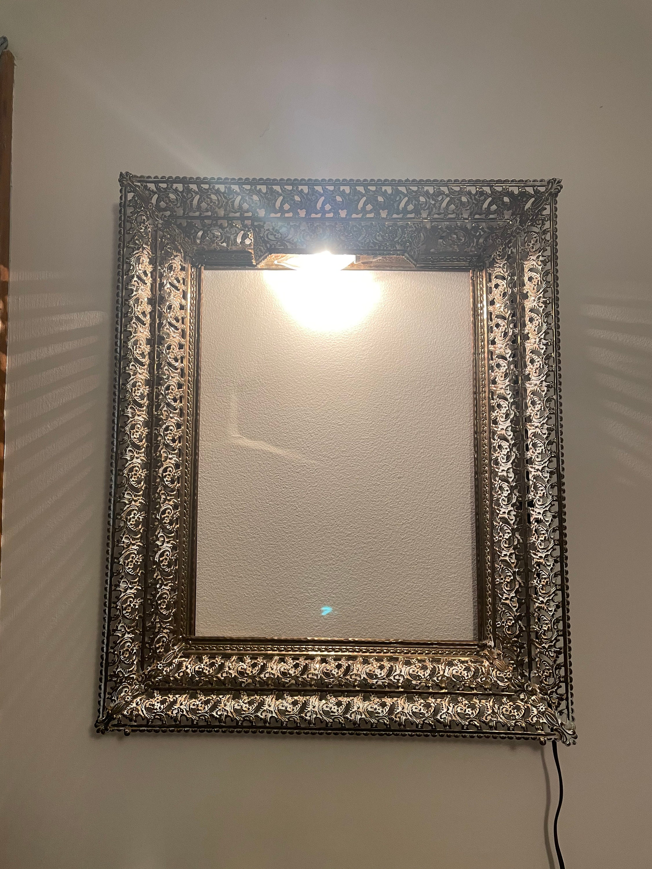 Vintage Lighted Metal Picture Frame Etsy